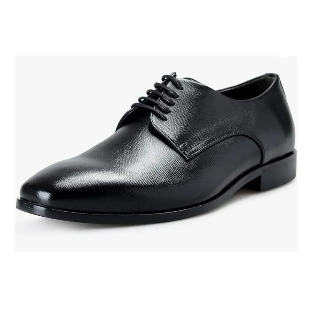HUGO BOSS Highline Derb Pr1 Textured Leather Derby Shoes Black Mens Size US 10